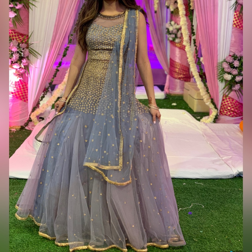 Sequin and net lehenga
